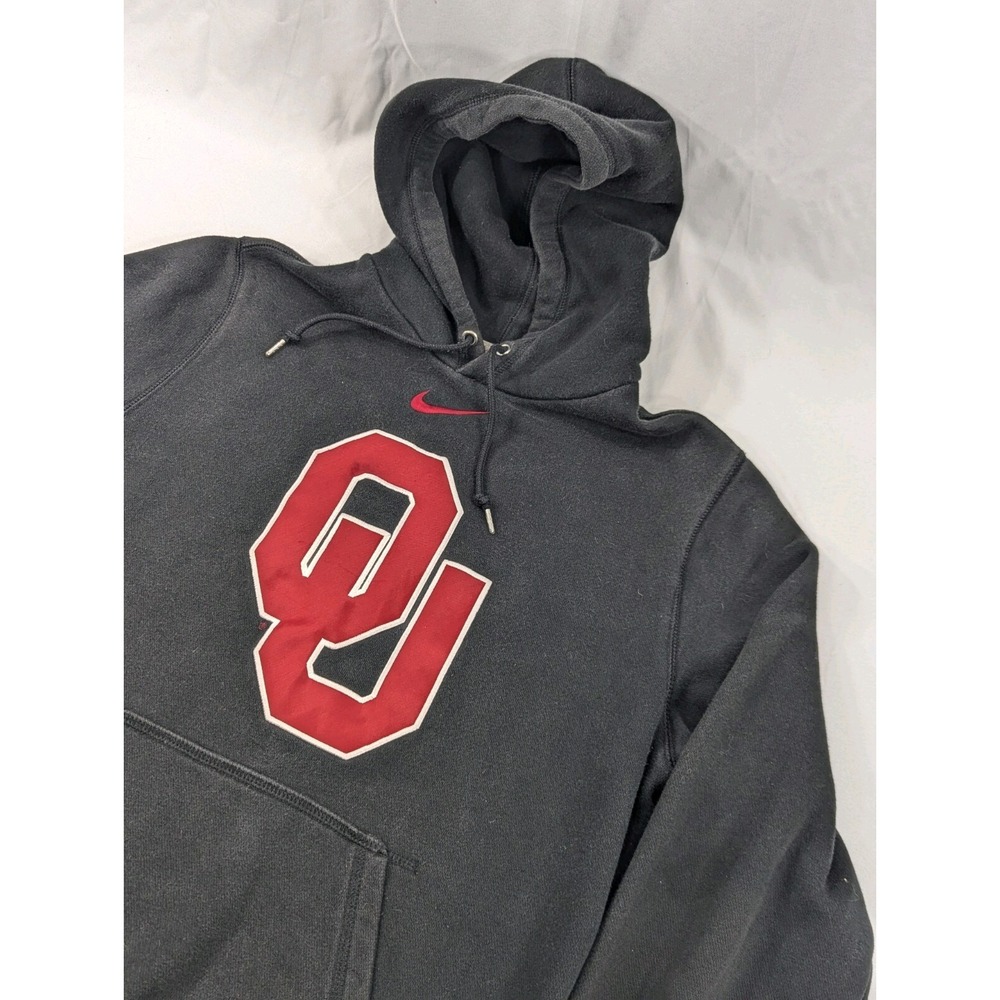 Nike Heavy Cotton Embroidery Center Check Oklahoma Sooners Hoodie Size Medium‎